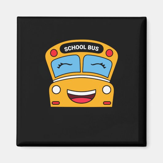Schattige glimlachende schoolbus leuk kinder voert magneet (Voorkant)