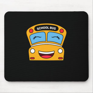 Schattige glimlachende schoolbus leuk kinder voert muismat