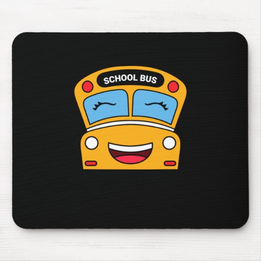 Schattige glimlachende schoolbus leuk kinder voert muismat (Voorkant)