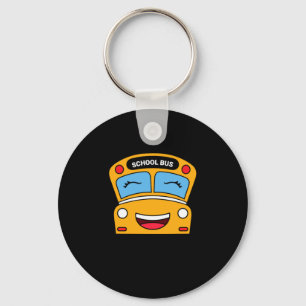 Schattige glimlachende schoolbus leuk kinder voert sleutelhanger