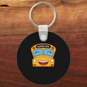 Schattige glimlachende schoolbus leuk kinder voert sleutelhanger (Voorkant)