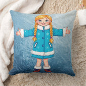 Schattige glimlachende Sneeuwmeisje Kussen (Deken)