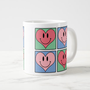 Schattige glimlachende Valentijnsharten, ik hou va Grote Koffiekop