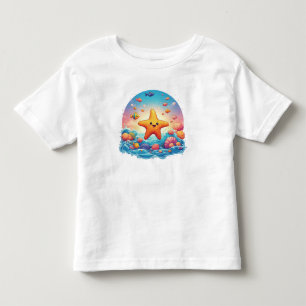 Schattige glimlachende zeester cartoon op het stra kinder shirts