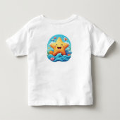 Schattige glimlachende zeester cartoon op het stra kinder shirts (Achterkant)