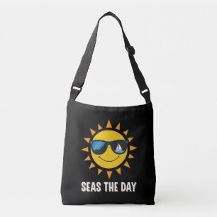 Schattige glimlachende zon zonnebril verovert de d crossbody tas