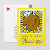 Schattige glimlachende zonnebloem verpleegster bet briefkaart (Voorkant / Achterkant)