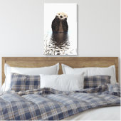 Schattige glimlende Otter in het meer Canvas Afdruk (Insitu (Slaapkamer))