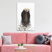 Schattige glimlende Otter in het meer Canvas Afdruk (Insitu (Woonkamer))