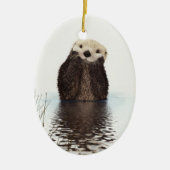 Schattige glimlende Otter in het meer Keramisch Ornament (Voorkant)