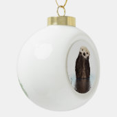 Schattige glimlende Otter in het meer Keramische Bal Ornament (Links)