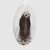 Schattige glimlende Otter in het meer Ornament (voorkant)