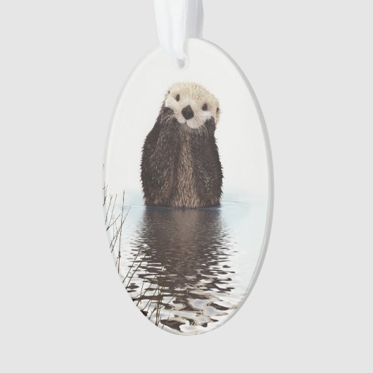 Schattige glimlende Otter in het meer Ornament (voorkant)