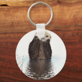 Schattige glimlende Otter in het meer Sleutelhanger (Voorkant)