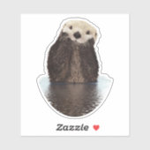 Schattige glimlende Otter in het meer Sticker (Vel)
