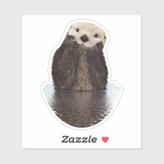 Schattige glimlende Otter in het meer Sticker (Vel)