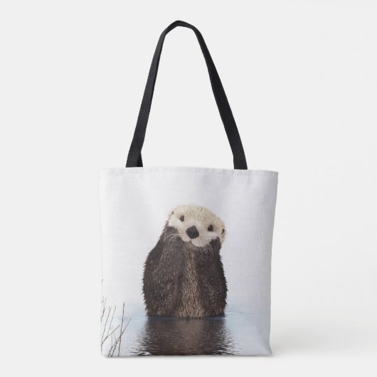 Schattige glimlende Otter in het meer Tote Bag (Achterkant)
