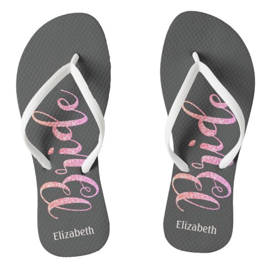 Schattige Glitter Bruid, Grijs -Persoonlijk Teenslippers (Voetbed)