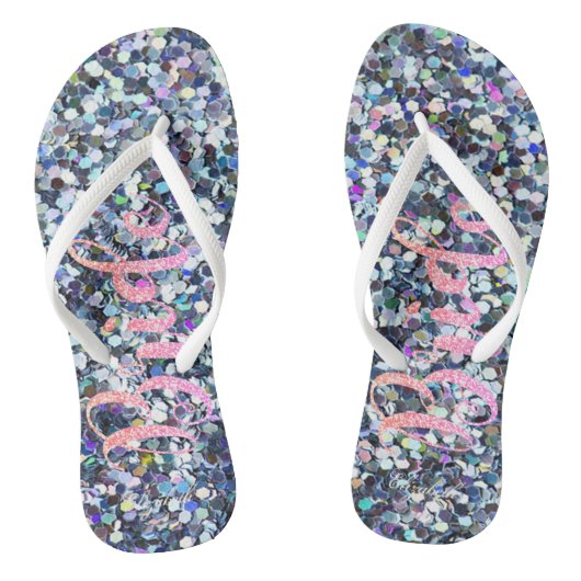 Schattige Glitter Bruid,Paars -Persoonlijk Teenslippers (Voetbed)