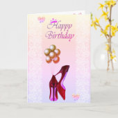 Schattige glitter High Heels, Tiara, Lace, Balloon Kaart (Gele Bloem)