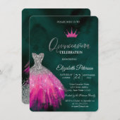Schattige Glitter Jurk, Diamonds Green Sweet 15 In Kaart (Voorkant / Achterkant)