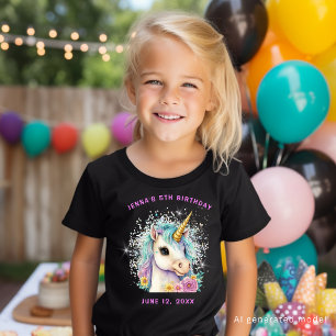 Schattige Glitter Magische Eenhoorn Verjaardag T-shirt