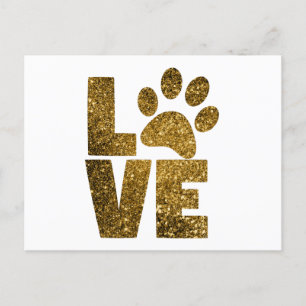 Schattige Glitter Paw-afdrukken Briefkaart