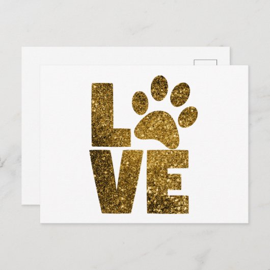 Schattige Glitter Paw-afdrukken Briefkaart (Voorkant / Achterkant)