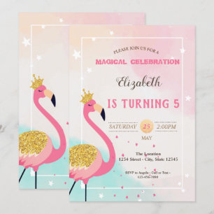 Schattige Glitter Pink Flamingo Birthday Kaart