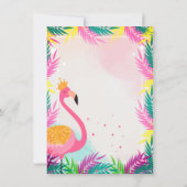 Schattige Glitter Pink Flamingo Palm Leaves Kaart (Achterkant)