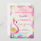 Schattige Glitter Pink Flamingo Palm Leaves Kaart (Voorkant)
