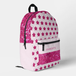 Schattige Glitter Pink Terug naar school Bedrukte Rugzak