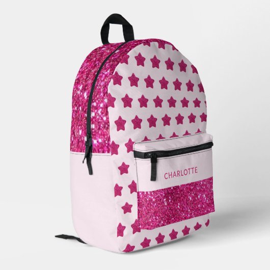 Schattige Glitter Pink Terug naar school Bedrukte Rugzak (Achterkant Hoek Links)