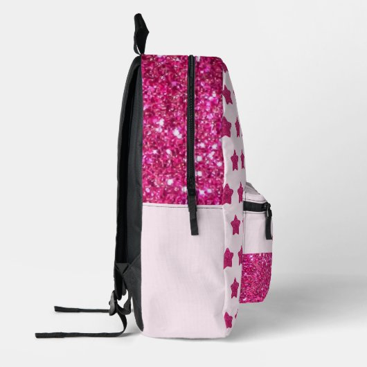Schattige Glitter Pink Terug naar school Bedrukte Rugzak (Links)