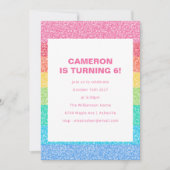 Schattige Glitter Regenboog Stripes Kleurrijke 6e  Kaart (Voorkant)