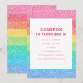 Schattige Glitter Regenboog Stripes Kleurrijke 6e  Kaart (Voorkant / Achterkant)