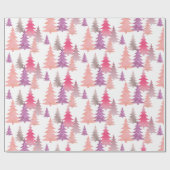 Schattige Glitter Roze Kerstboom Patroon Cadeaupapier (Vlak)