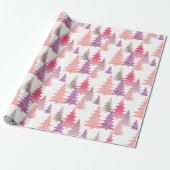 Schattige Glitter Roze Kerstboom Patroon Cadeaupapier (Uitgerold)