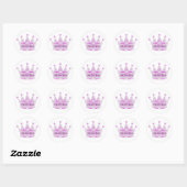 Schattige Glitter Roze Tiara Kroonprinses Ronde Sticker (Vel)