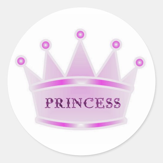 Schattige Glitter Roze Tiara Kroonprinses Ronde Sticker (Voorkant)