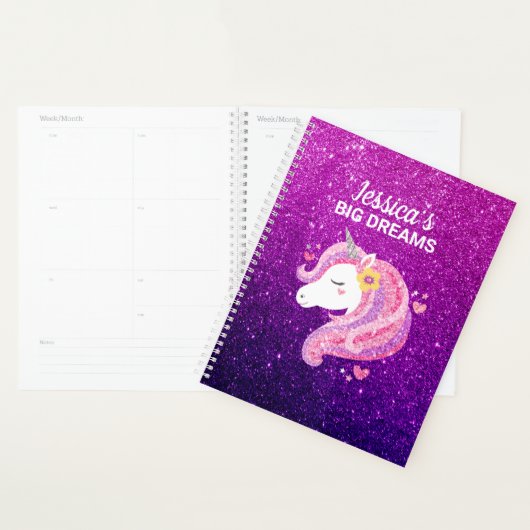 Schattige Glitter Unicorn Journal Planner (Display)