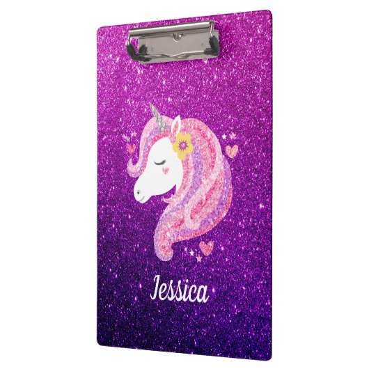 Schattige Glitter Unicorn Klembord (Links)