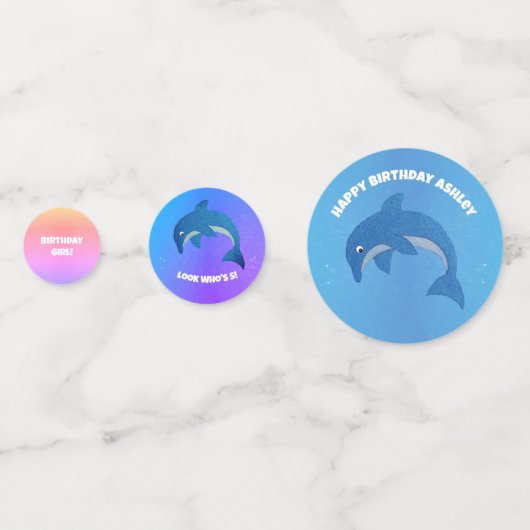 Schattige Glitterachtig blauw Dolfijnen Paars Pink Confetti (Voorkanten)