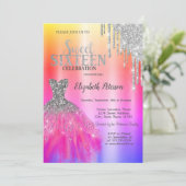 Schattige glitterdruppels, jurk Ombre Metallic Kaart (Staand voorkant)