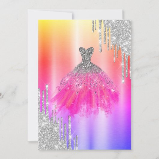 Schattige glitterdruppels, jurk Ombre Metallic Kaart (Achterkant)