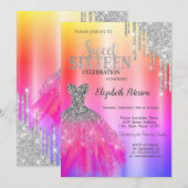 Schattige glitterdruppels, jurk Ombre Metallic Kaart (Voorkant / Achterkant)