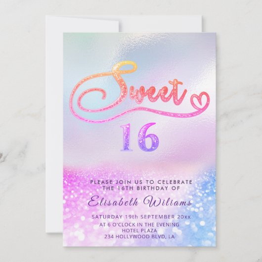 Schattige glitterscriptwaarde glam holografisch in kaart (Voorkant)