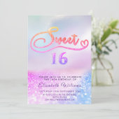 Schattige glitterscriptwaarde glam holografisch in kaart (Staand voorkant)