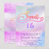 Schattige glitterscriptwaarde glam holografisch in kaart (Voorkant / Achterkant)
