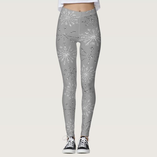 Schattige glittersnowvlokken, kerst leggings (Voorkant)